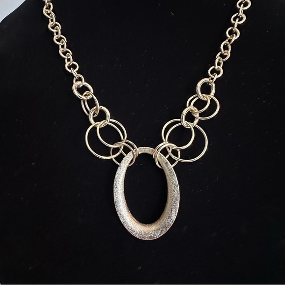 Layered Circle Chain Gold Tone Necklace - Picture 3 of 5
